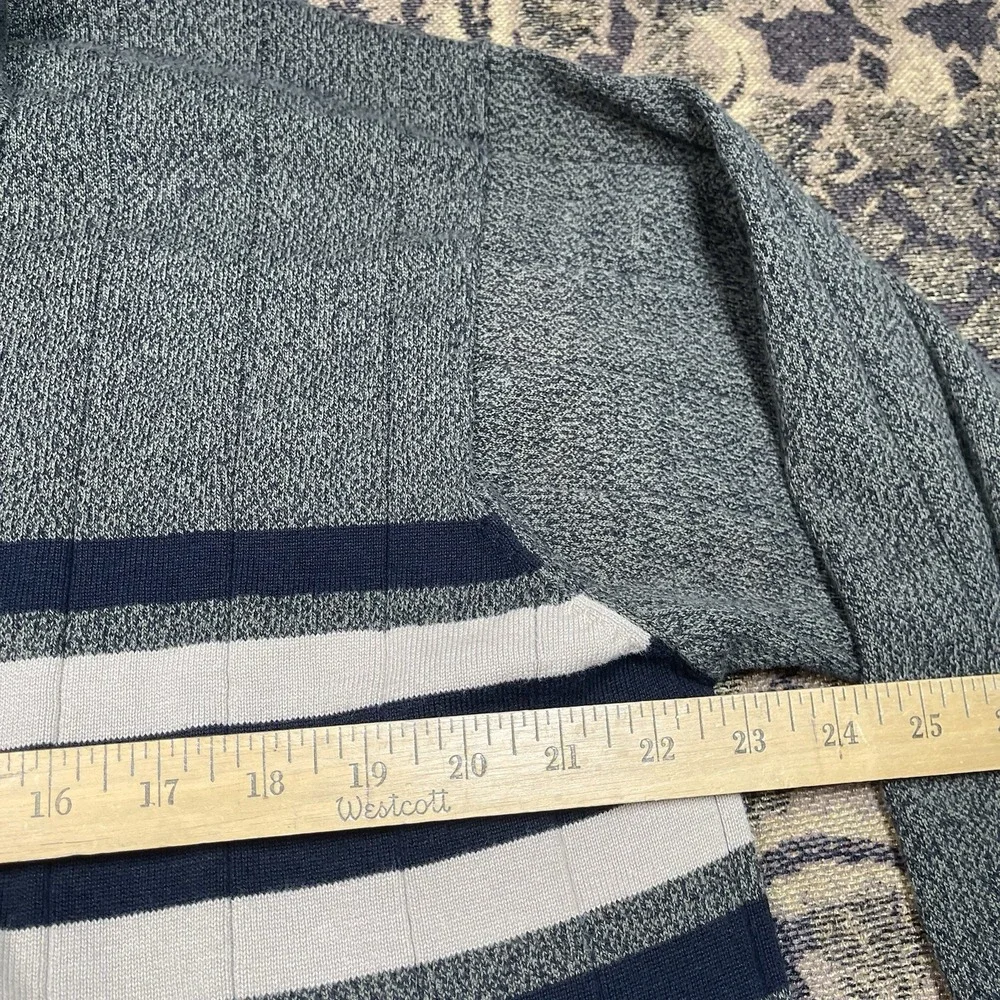 Vtg Dockers Men's Long Sleeve Polo Sweater Dark Green With Stripes Size XL